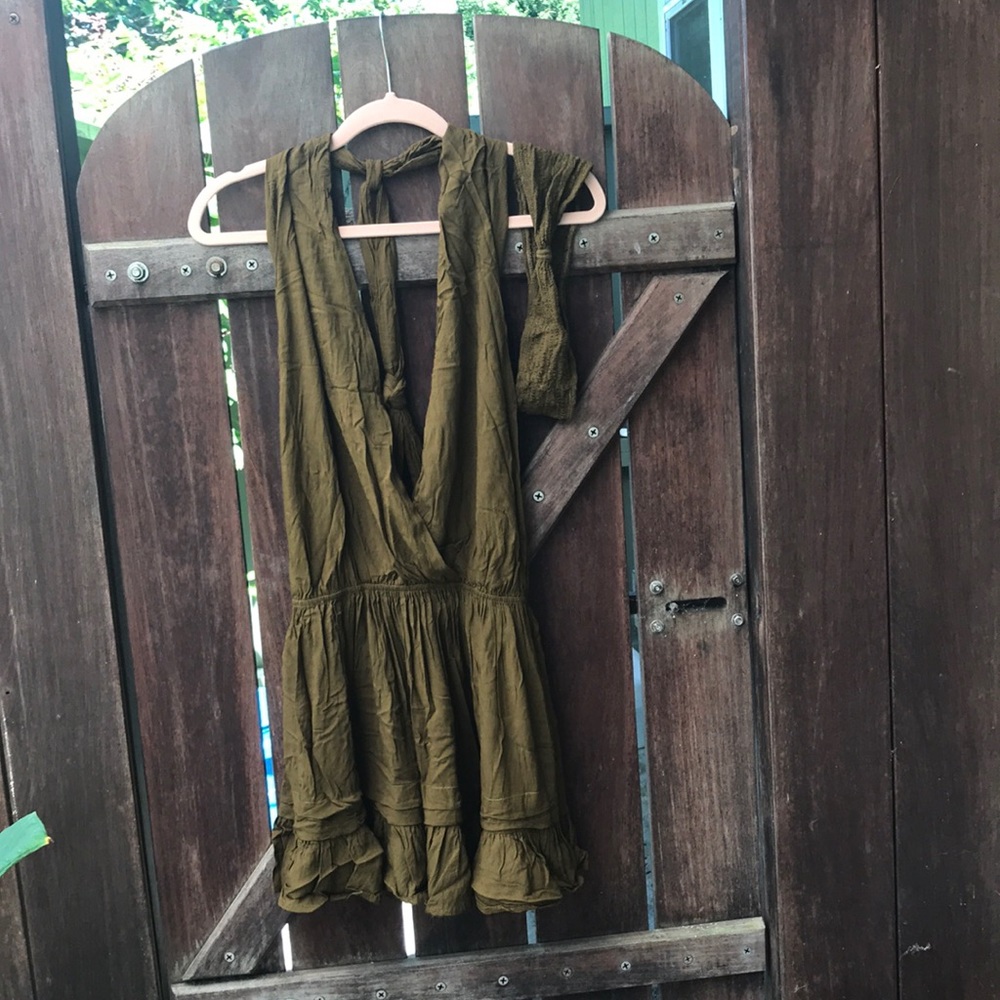 Indah Backless summer dress olive green